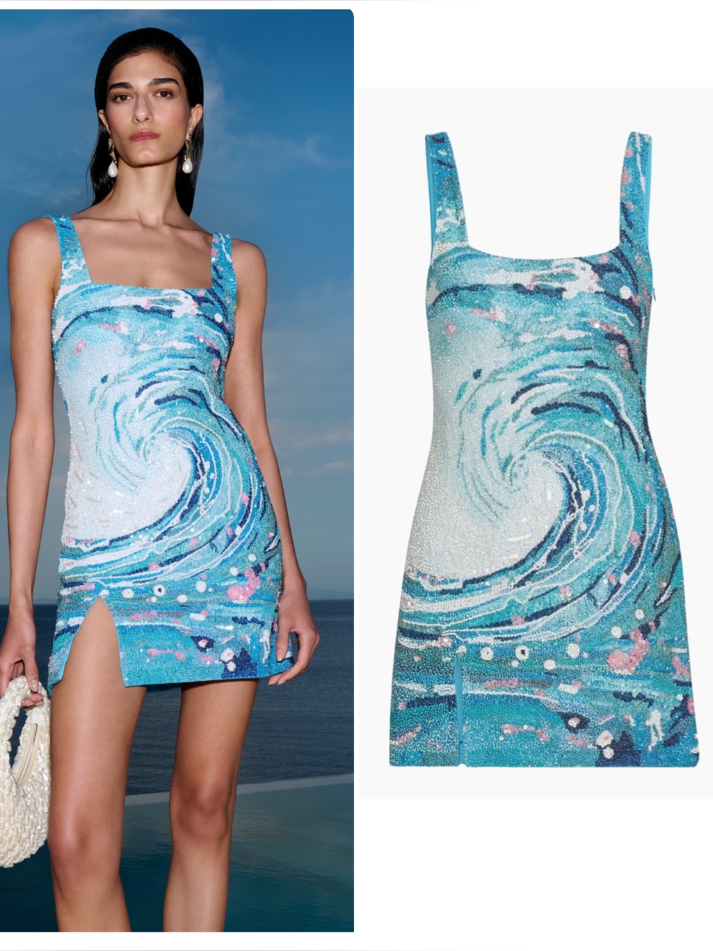 New Staud Le Sable Tidal Wave Beaded Dress